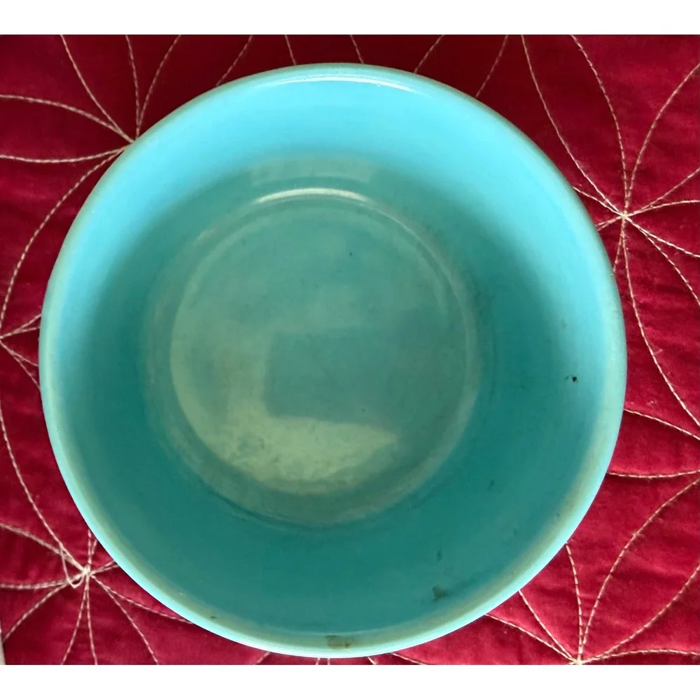 Oxford Stoneware Turquoise Blue Beehive Ribbed Small Bowl Vintage 4.5 Inch